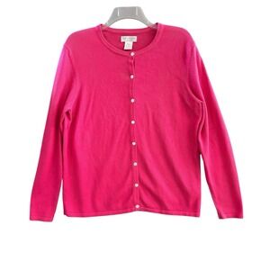 Worthington Pink Cardigan Sweater Womens Small Button Front Crew Neck Feminine